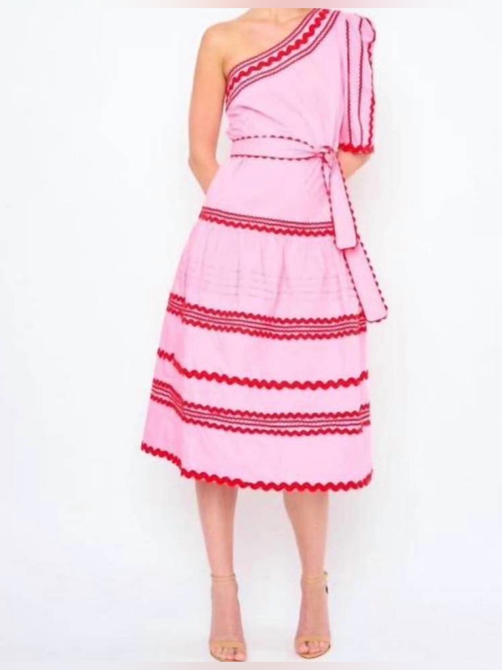 Nwt Flora Bea Off-Shoulder Kerrin Dress In Pink Sz Medium